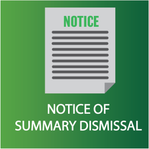 Notice of summary dismissal icon