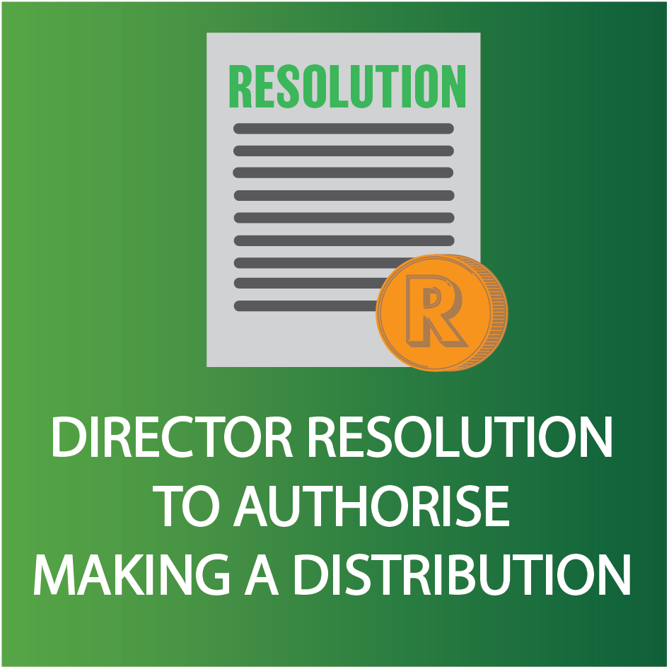 Director resolution to authorise making a distribution